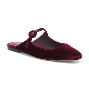 Larroude Burgundy Velvet Flats NWT